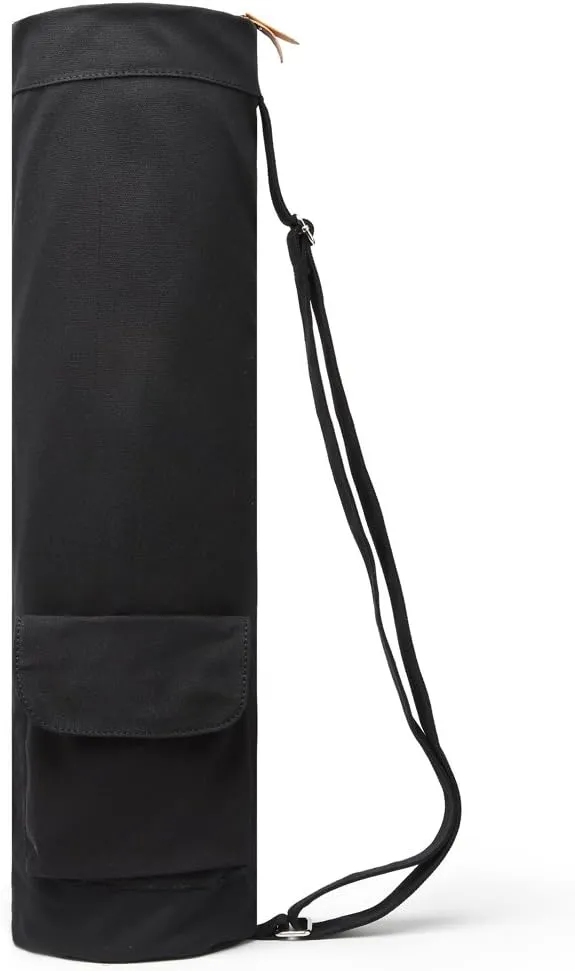 Canvas Yoga Mat Bag with Adjustable Strap & Pockets, Full-Zip Travel Gym Tote for Women & Men, Fits 1/4" & 1/3" Thick Mats, Lightweight Carrier for Yoga, Workout, Outdoor Use