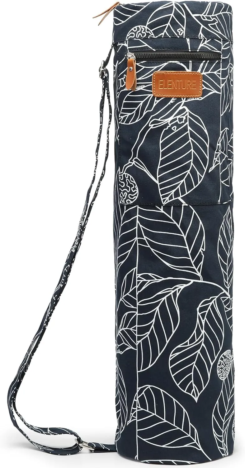 Canvas Yoga Mat Bag with Adjustable Strap & Pockets, Full-Zip Travel Gym Tote for Women & Men, Fits 1/4" & 1/3" Thick Mats, Lightweight Carrier for Yoga, Workout, Outdoor Use