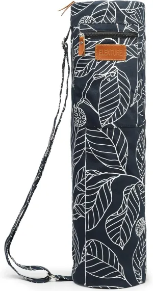 Canvas Yoga Mat Bag with Adjustable Strap & Pockets, Full-Zip Travel Gym Tote for Women & Men, Fits 1/4" & 1/3" Thick Mats, Lightweight Carrier for Yoga, Workout, Outdoor Use