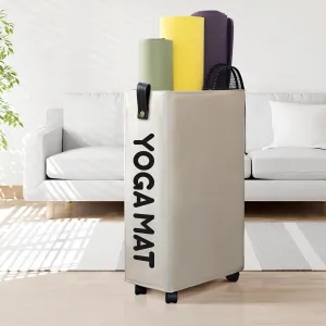 Caroeas Yoga Mat Storage Rack, Yoga Mat Holder Accessories, Home Gym Equipment Storage Yoga Mats, Women Men Workout Equipment Organization with Wheels