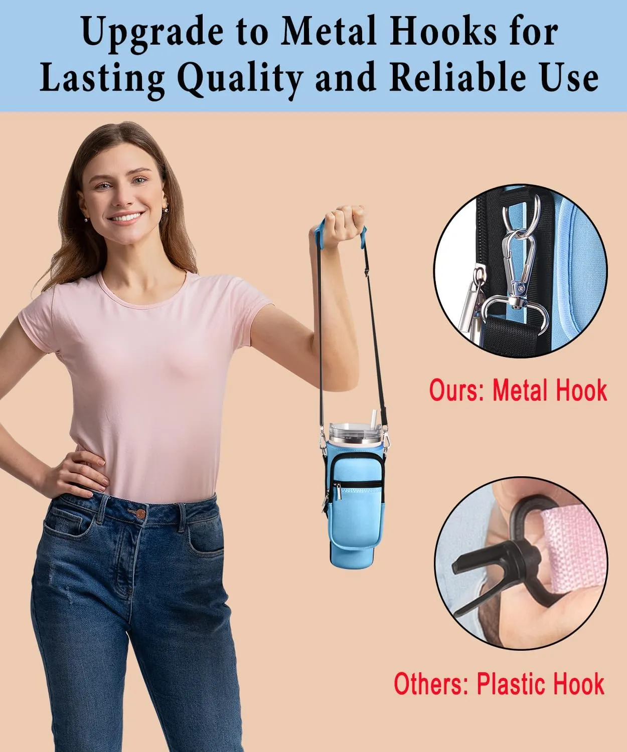 Carrier Bag with Phone Pocket for Stanley 40 oz Tumbler with Handle & Simple Modern 40oz Tumbler - Water Bottle Sling Sleeve Holder for Stanley Cup Accessories with Adjustable Shoulder & Hand Strap
