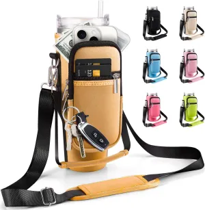 Carrier Bag with Phone Pocket for Stanley 40 oz Tumbler with Handle & Simple Modern 40oz Tumbler - Water Bottle Sling Sleeve Holder for Stanley Cup Accessories with Adjustable Shoulder & Hand Strap