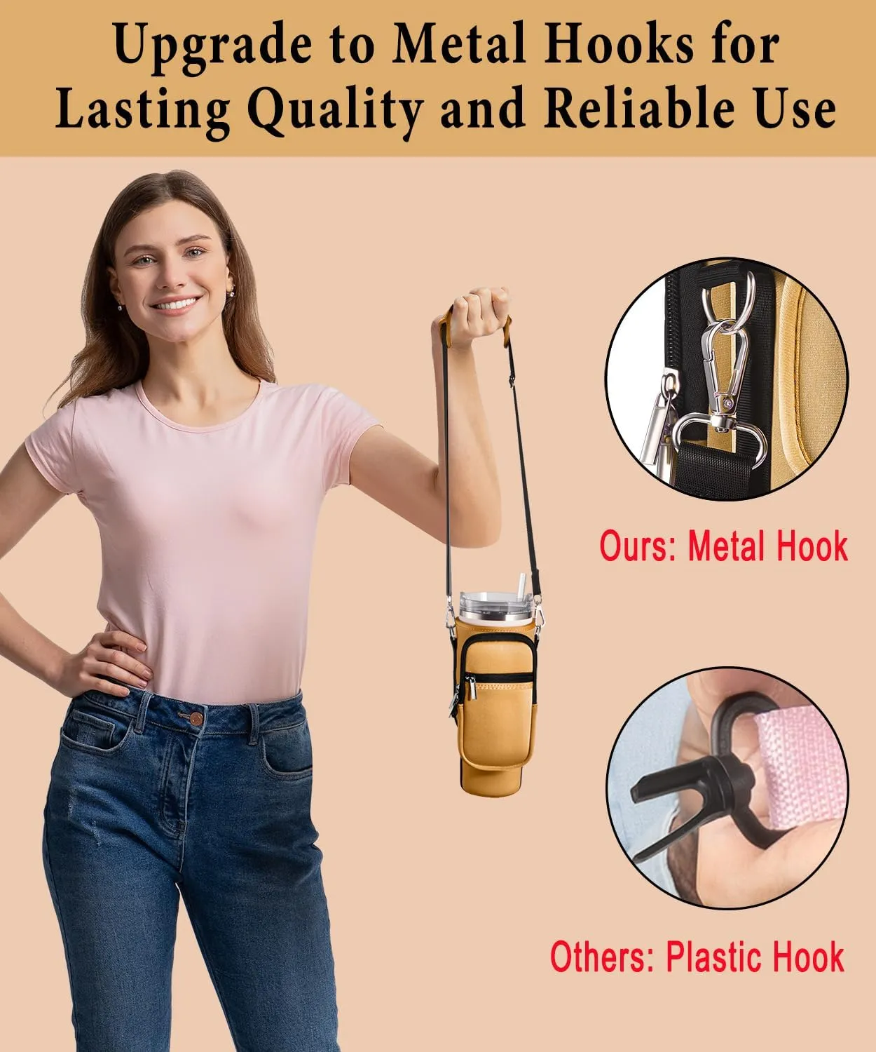 Carrier Bag with Phone Pocket for Stanley 40 oz Tumbler with Handle & Simple Modern 40oz Tumbler - Water Bottle Sling Sleeve Holder for Stanley Cup Accessories with Adjustable Shoulder & Hand Strap