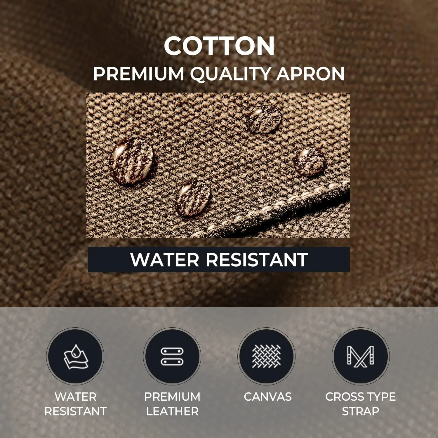 carrotez Chef Apron, Waterdrop Resistant Cotton Canvas Cross Back Adjustable Apron, M-XXL (Cappuccino Brown)