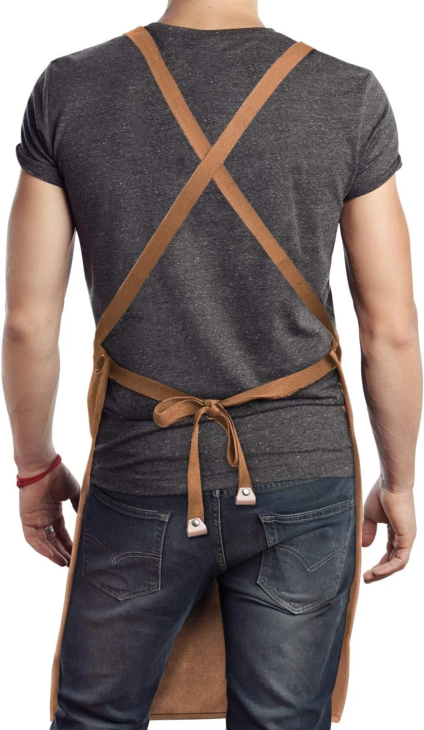 carrotez Chef Apron, Waterdrop Resistant Cotton Canvas Cross Back Adjustable Apron, M-XXL (Cappuccino Brown)