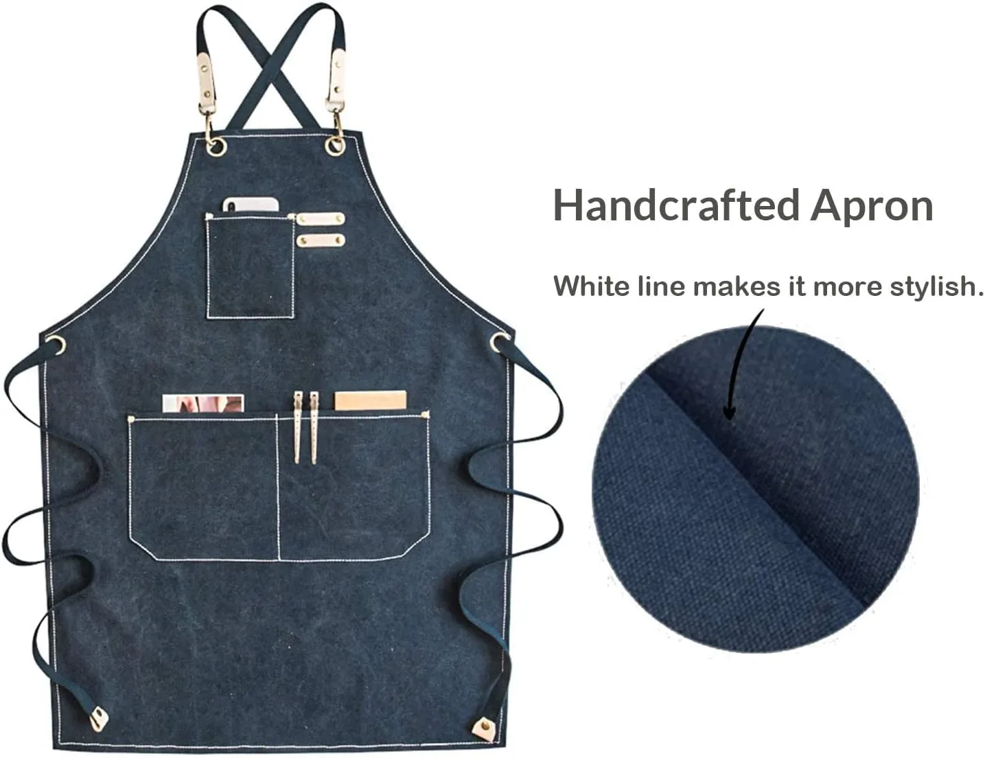 carrotez Chef Apron, Waterdrop Resistant Cotton Canvas Cross Back Adjustable Apron, M-XXL (Navy Blue)