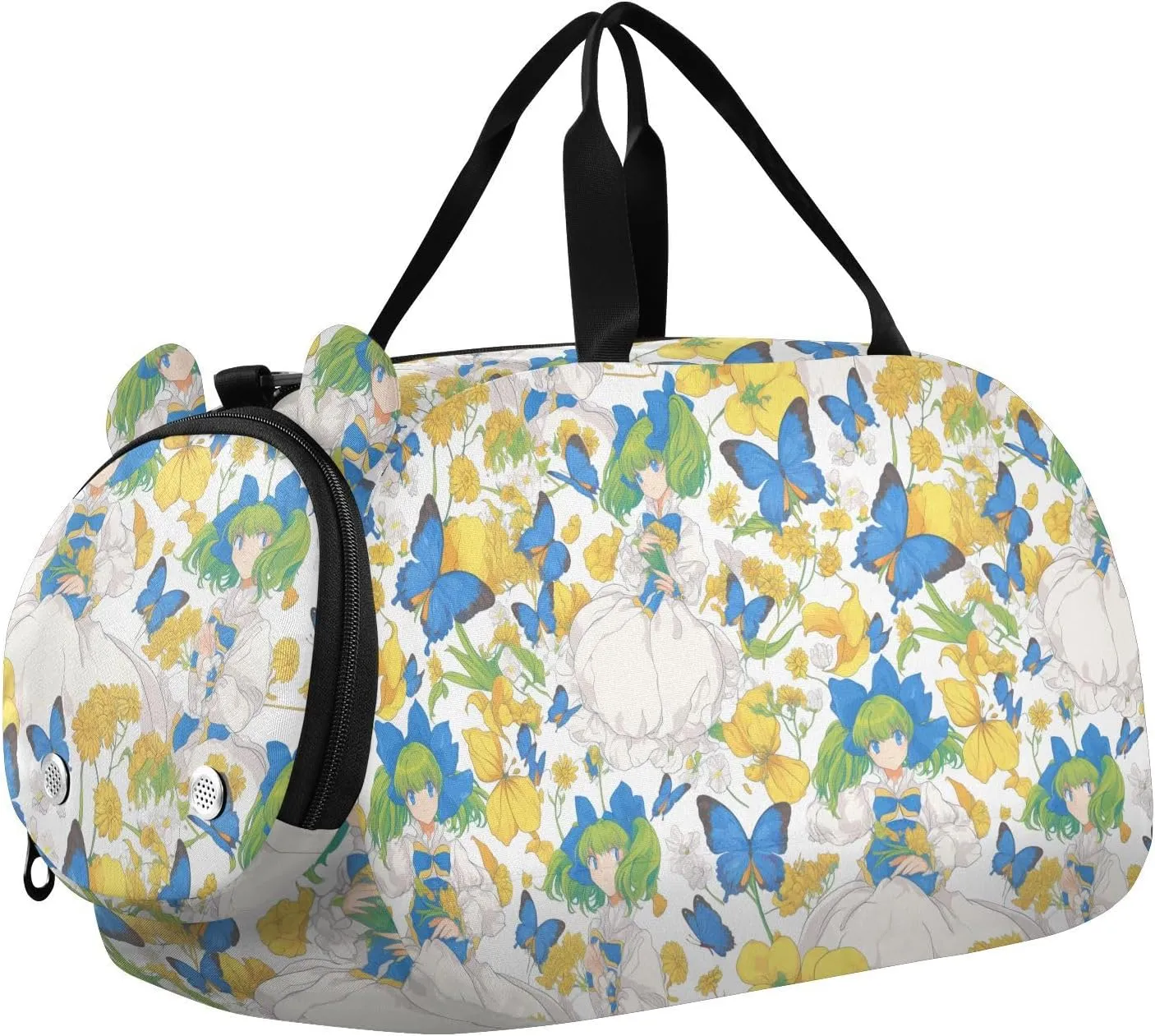 Cartoon Cute Blue Butterfly Elf Kids Cute Gym Bag with Shoes Compartment Multifunctional Travel Duffel Bag for Travel, Sports, Duffel, Weekender bulto de