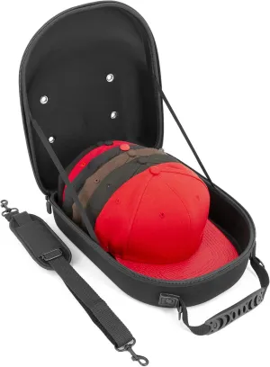 CASEMATIX Hat Travel Case for up to 6 Baseball Caps With Hard Shell Exterior, Adjustable Shoulder Strap and Carry Handle - Protective Hat Case Cap Carrier for Travel and Storage, Case Only