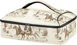 Casserole Carrier Insulated American Wild Western Desert Cowboy Dish 9x13 with Lid Party Travel Warmer Bag for Hot or Cold Food Lasagna Pizza Holder Tote