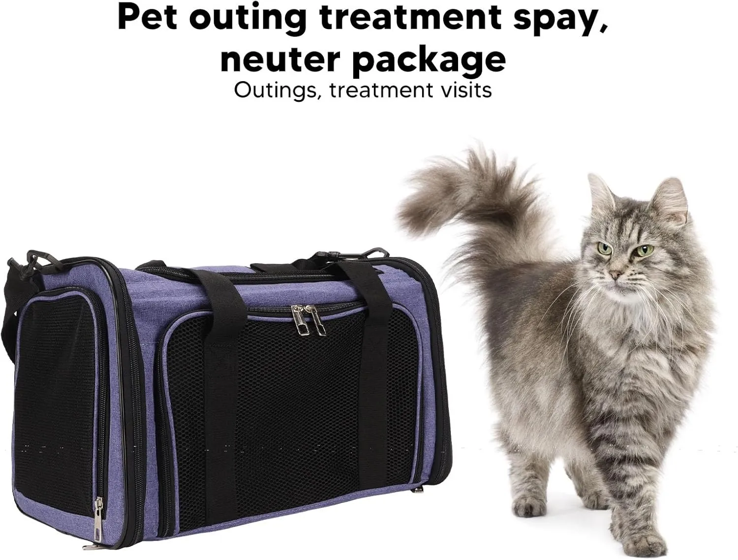 Cat Carrier,Soft-Sided Pet Travel Carrier for Cats,Cat Carrier Portable Breathable Oxford Cloth Soft Pet Travel Carrier Bag for Travel Treatment Purple L(Plus Size-Purple)