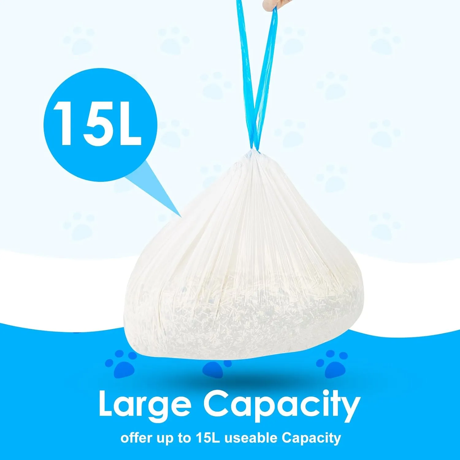 Cat Litter Bags 120 Count,26.37"x15.74" Drawstring Close Litter Box Liners for Automatic Litter Box,Thick Cat Poop Bags,Easy to Clean,Heavy Duty Robot Bag for Self-Cleaning Box