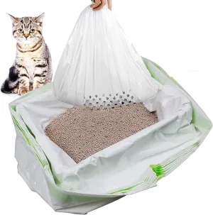 Cat Litter Box Liners, 56 Count Cat Litter Bags Sifting Litter Liners Cleaning Supplies with Durable Drawstring Contains 48 Screening Bags with Holes   8 Non-porous Screening Bag 37" x 18"