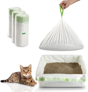 Cat Litter Box Liners Disposal Bags with Tie Handles,Large,37" x 17" Jumbo Drawstring Extra Durable Pet Cat Pan Liners for litter box Extra-Thick Kitty Litter Box Bag-36 Counts (3 Pack)