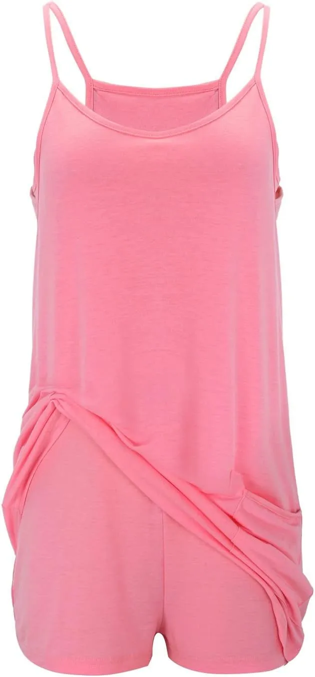 Ceboyel Short Summer Dress for Women Strappy Athletic Romper Hot Shot Mini Dress Workout Onesie Outfits With Pockes 2024