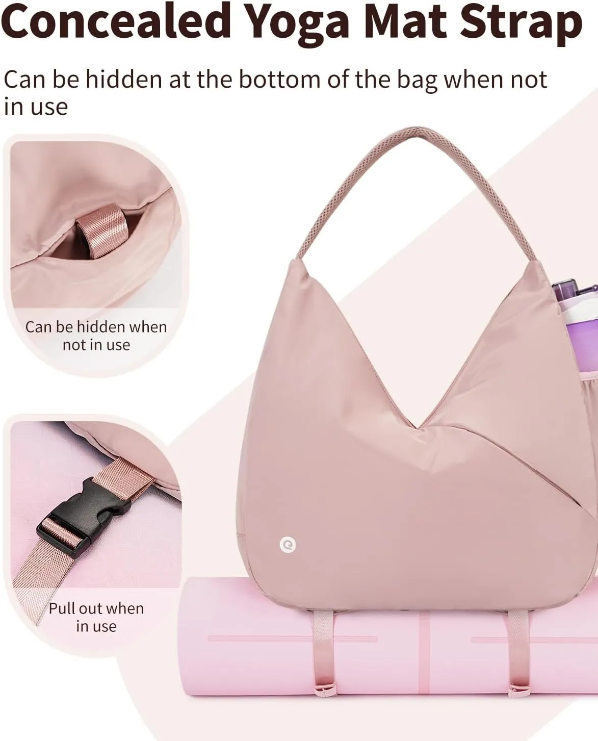 Ceneda Large Gym Bag for Women Sports Duffel Bag with Hidden Yoga Mat Holder & Shoe Compartment Workout Dance Tote Bag with Wet Pocket Overnight Weekender Bag for Travel Yoga (Pink)(Patent Pending)