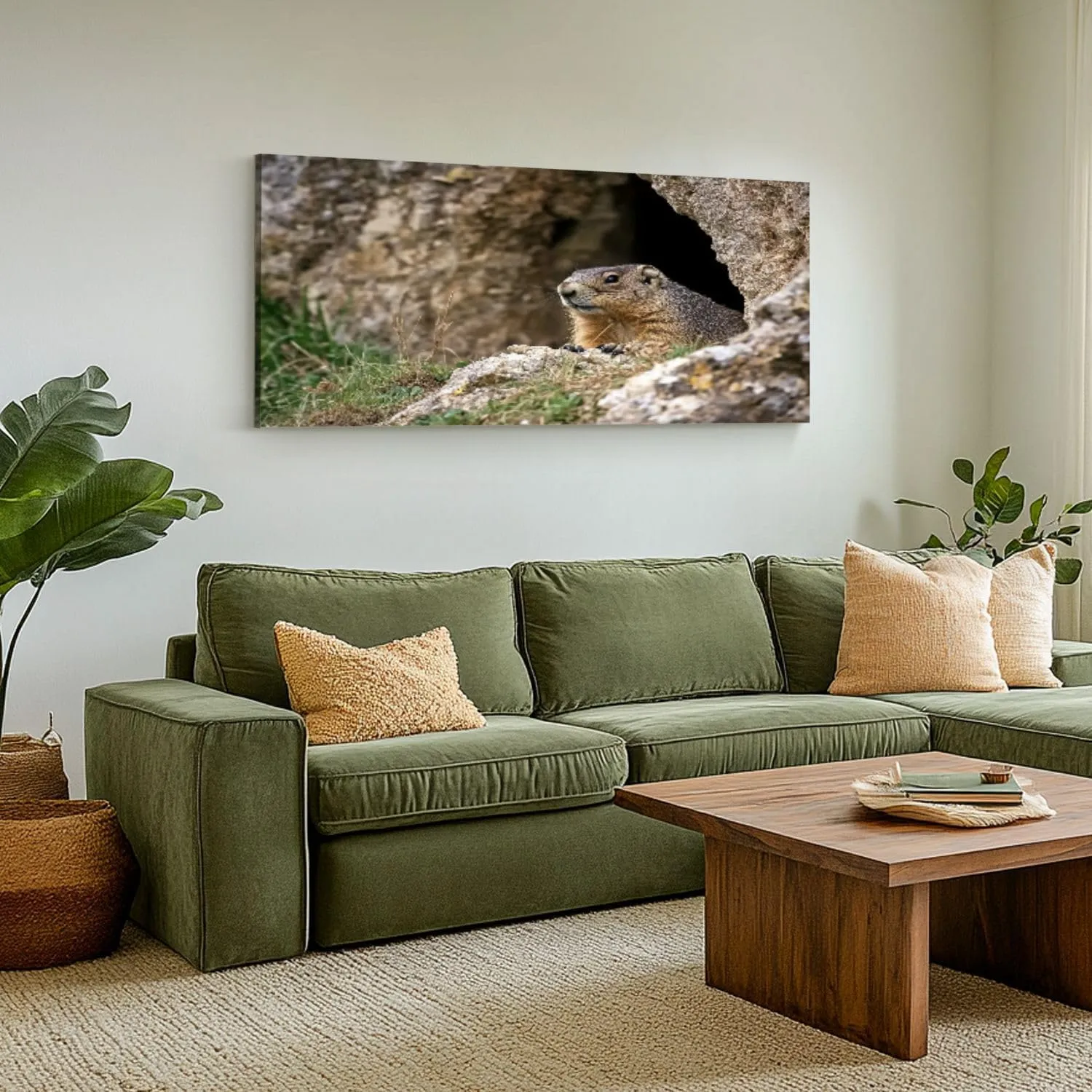 CHAUSSUREBAR Large Canvas Wall Art Alpine Marmot marmota marmota Adult standing Rocks Alps South East Canvas Art Prints Pictures Wall Decor Living Room Wall Paintings for Bedroom Bathroom 30'' x 60''