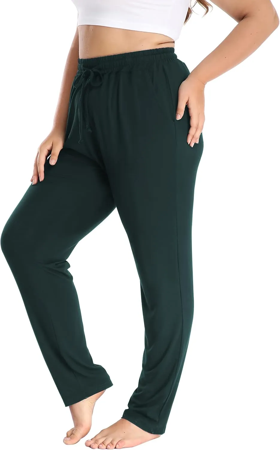 Cheapestbuy Women's Plus Size Comfy Lounge Pants Active Yoga Sweatpants Casual Stretchy Jogger Pants with Pockets Drawstring