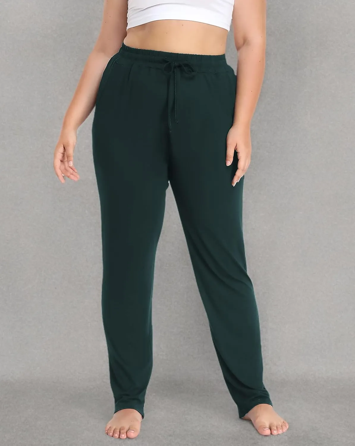 Cheapestbuy Women's Plus Size Comfy Lounge Pants Active Yoga Sweatpants Casual Stretchy Jogger Pants with Pockets Drawstring