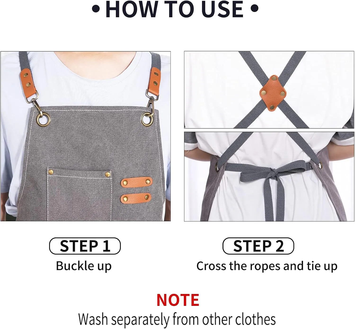 Chef Apron, Apron for Men Women with Adjustable Straps Cotton Canvas Cross Back Adjustable Apron with Pockets for Women and Men(Grey)