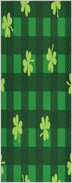 Chequered Seamless Pattern Green Yoga Towel,Hot Yoga Mat Towel with Grip Dots Sweat Absorbent Non-Slip for Hot Yoga, 24" x72",Soft Yoga Blankets with Travel Bag,Pilates and Workout