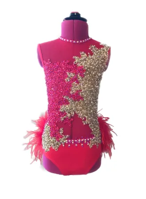 CHILD MEDIUM red with gold ready to ship competition dance costume musical theater or jazz