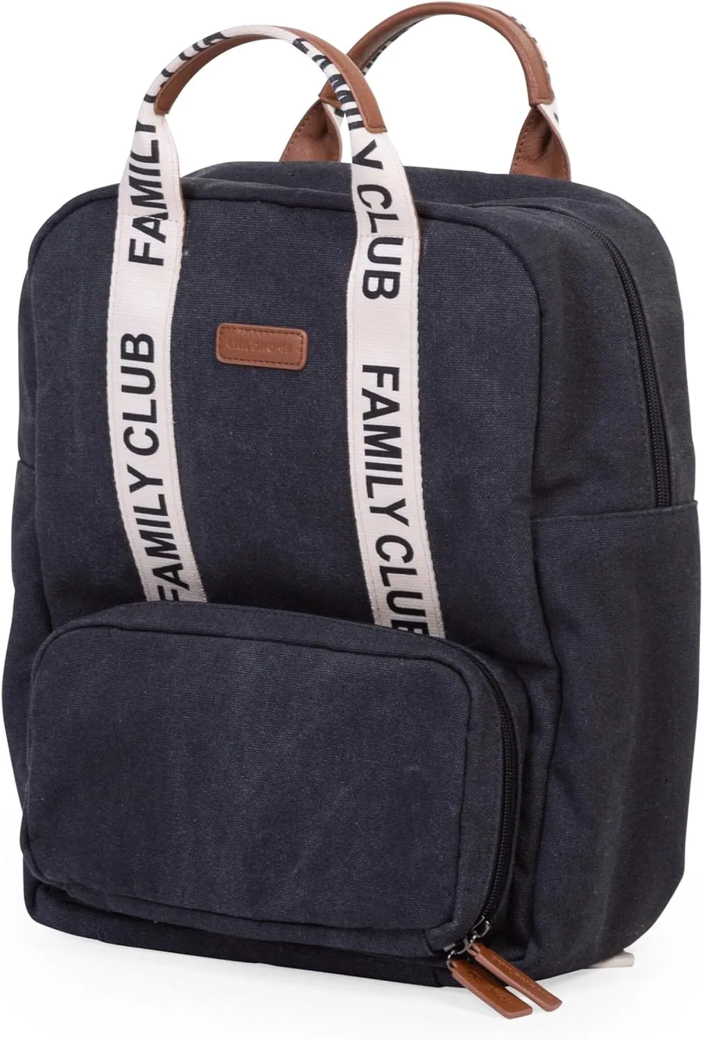 Childhome Family Club Signature Backpack, Water-Repellant Family Travel Backpack, Includes Changing Pad, Stroller Hooks and Trolley Belts, Black
