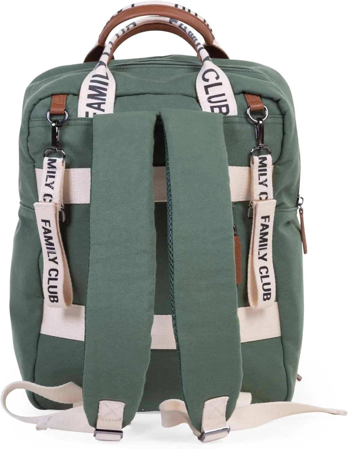 Childhome Family Club Signature Backpack, Water-Repellant Family Travel Backpack, Includes Changing Pad, Stroller Hooks and Trolley Belts, Green