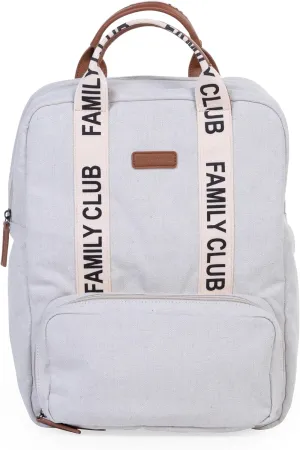 Childhome Family Club Signature Backpack, Water-Repellant Family Travel Backpack, Includes Changing Pad, Stroller Hooks and Trolley Belts, Off White