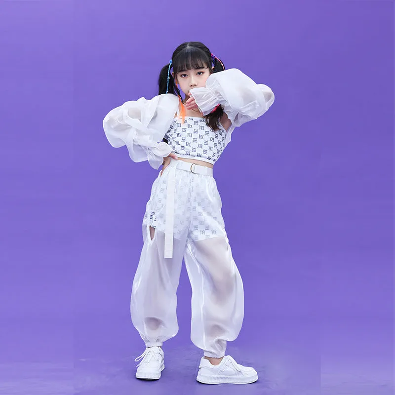 Children's Jazz hiphop street Dance Performance Clothing for girls  Kindergarten Model Walk Group Dance Outfits