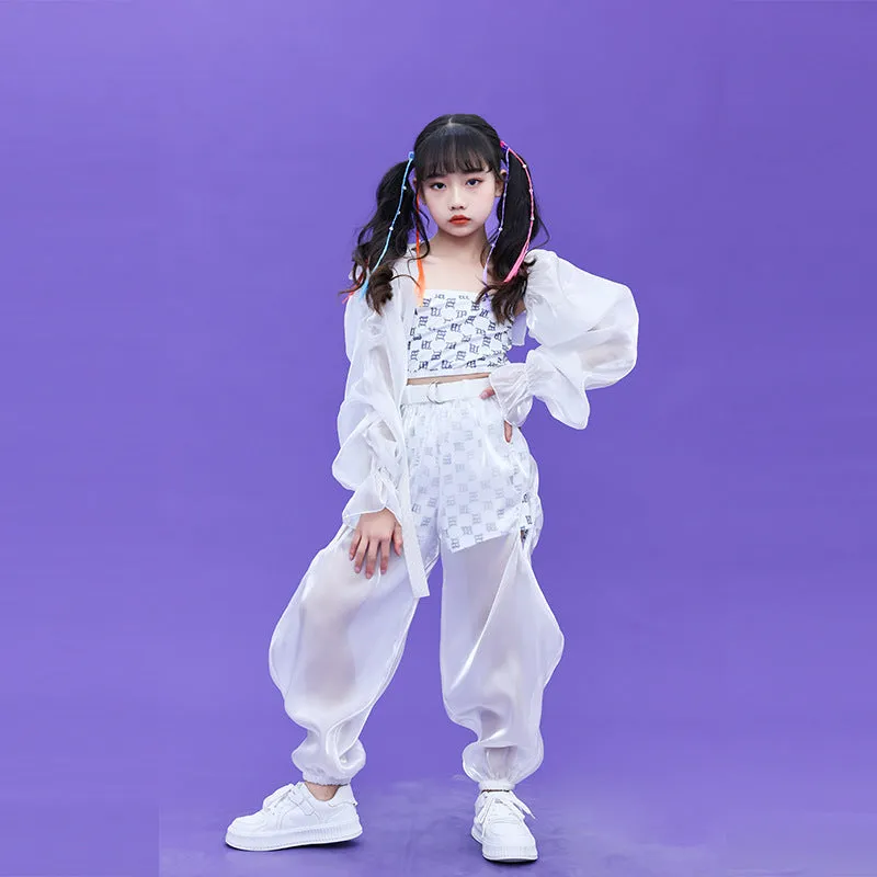 Children's Jazz hiphop street Dance Performance Clothing for girls  Kindergarten Model Walk Group Dance Outfits