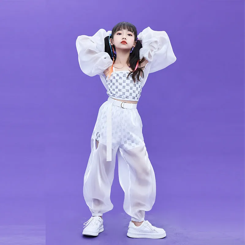 Children's Jazz hiphop street Dance Performance Clothing for girls  Kindergarten Model Walk Group Dance Outfits