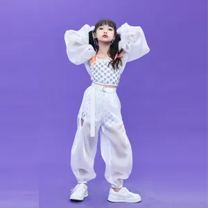 Children's Jazz hiphop street Dance Performance Clothing for girls  Kindergarten Model Walk Group Dance Outfits