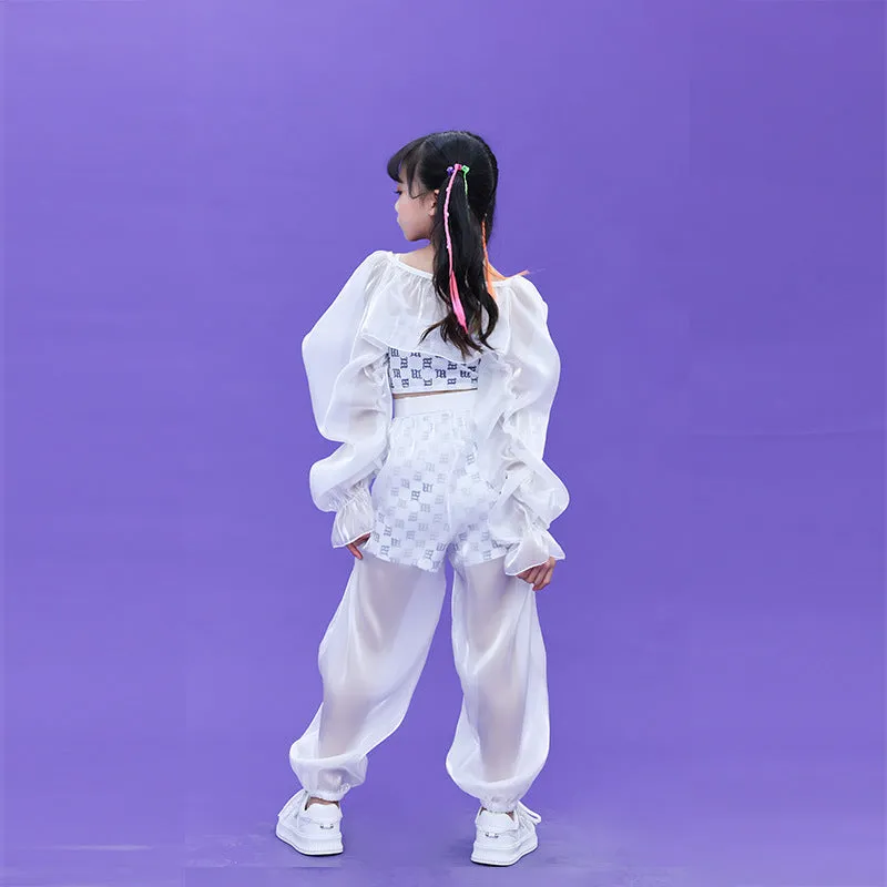 Children's Jazz hiphop street Dance Performance Clothing for girls  Kindergarten Model Walk Group Dance Outfits