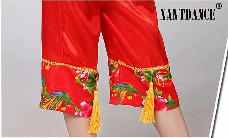 Children's New Year Red Hanfu Costume Traditional Style Yangko Dance Outfit
