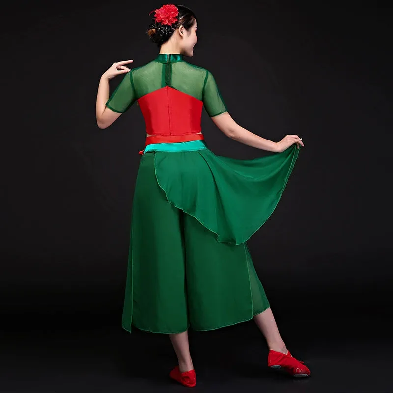 Chinese Folk Dance Costumes Classical Dance Costume Female Yangge Costume Square Fan Dance Costume Suit Umbrella Dance Adult