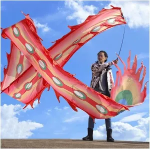 Chinese New Year Decorations 3D Colorful Dragon Dance Streamer Silk Dance Lion with Travel Bag and Rope Outodor Dragon Fitness Ribbon Lion Dance Spring Festival Party Supplies(B)