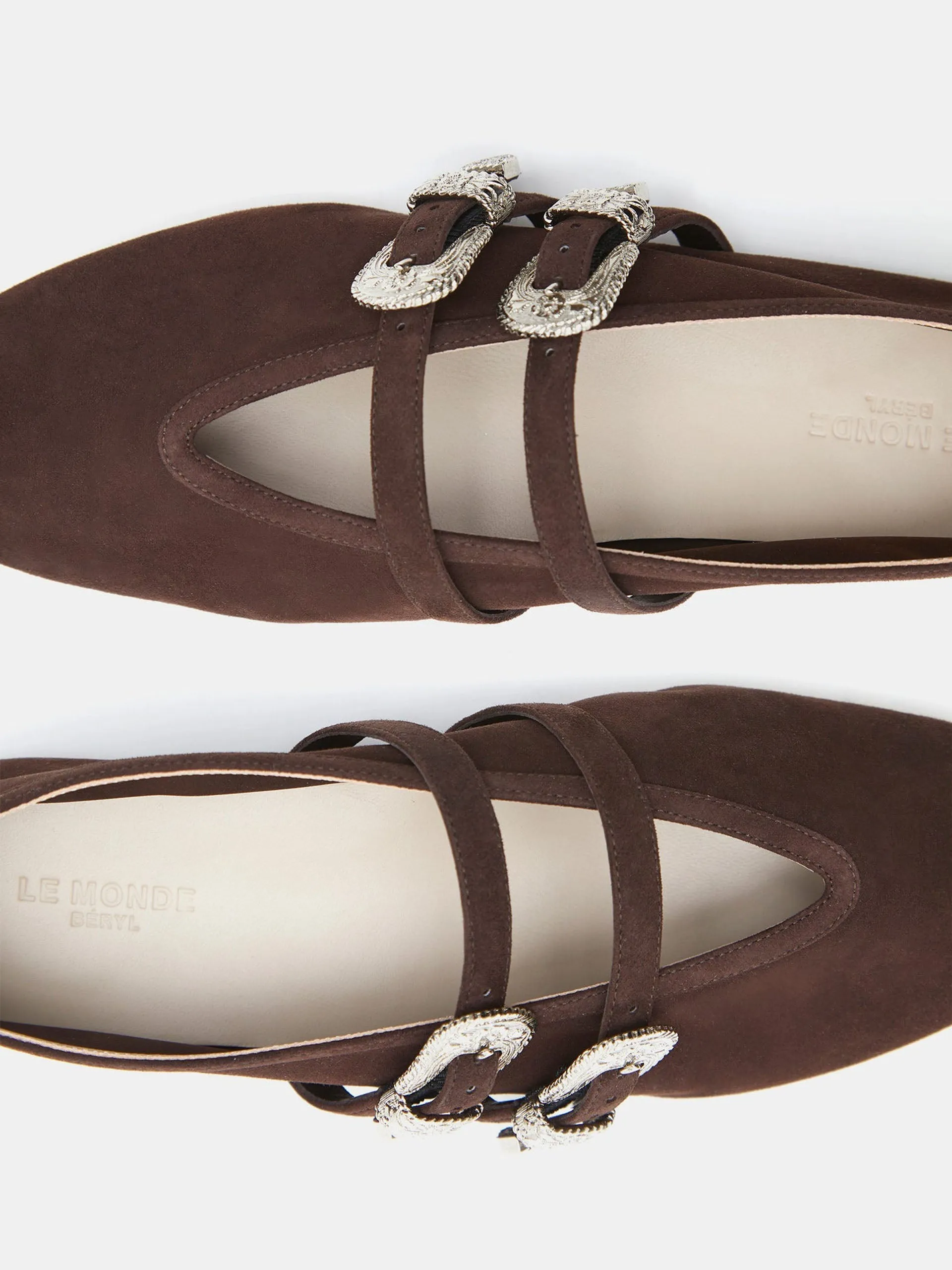 Chocolate suede Claudia ballet slippers