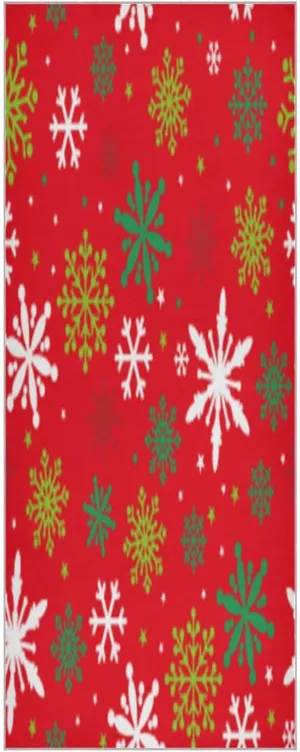 Christmas Red Snowflakes Yoga Towel,Hot Yoga Mat Towel with Grip Dots Sweat Absorbent Non-Slip for Hot Yoga, 24" x72",Soft Yoga Blankets with Travel Bag,Pilates and Workout