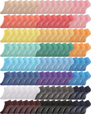 Chuarry 60 Pairs Grip Anti Yoga Socks Non Slip Pilates Socks Bulk Anti Skid Barre Ballet Socks for Women Elderly Hospital