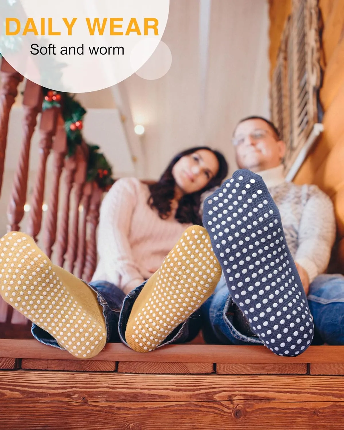 Chuarry 60 Pairs Grip Anti Yoga Socks Non Slip Pilates Socks Bulk Anti Skid Barre Ballet Socks for Women Elderly Hospital