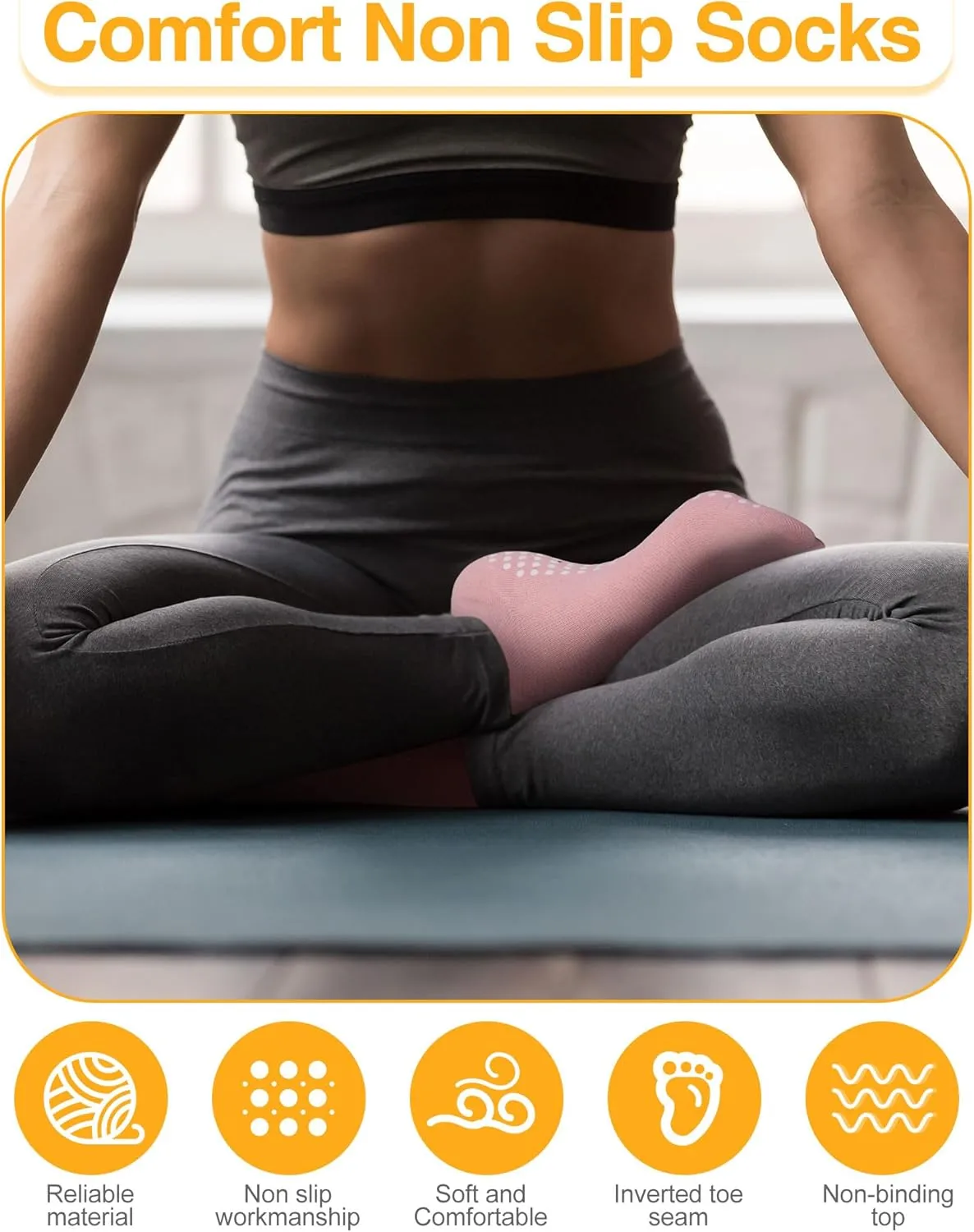 Chuarry 60 Pairs Grip Anti Yoga Socks Non Slip Pilates Socks Bulk Anti Skid Barre Ballet Socks for Women Elderly Hospital