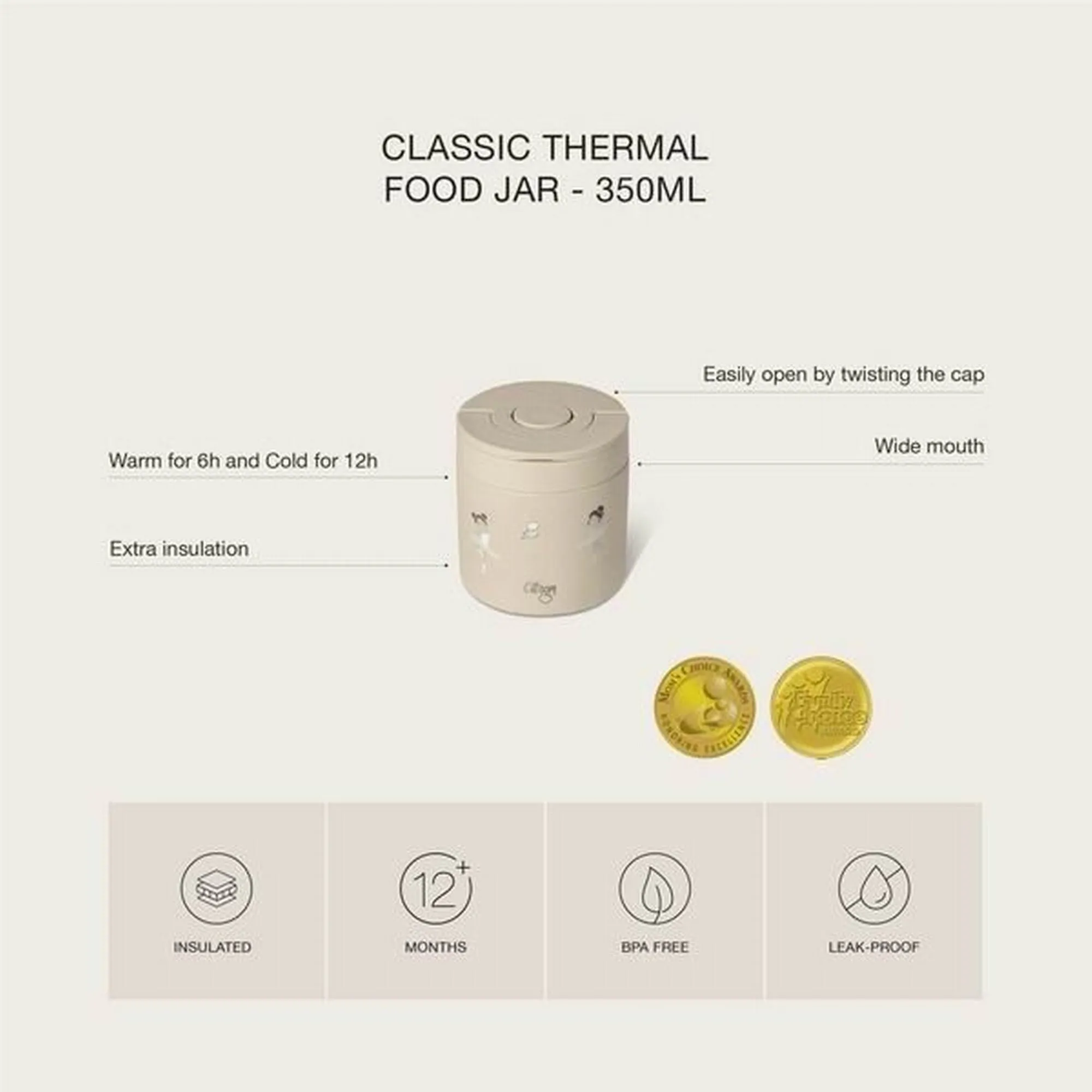 Citron Insulated Stainless Steel Food Jar 350ml - Ballerina