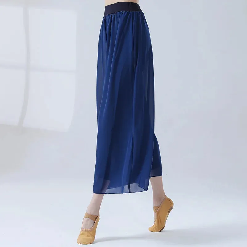 Classical Dance Chiffon Culottes Wide-Leg Pants Flowing Modern Practice Chinese Folk Dance Costume