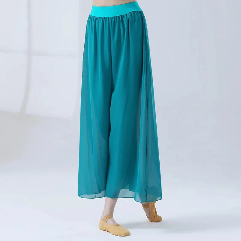Classical Dance Chiffon Culottes Wide-Leg Pants Flowing Modern Practice Chinese Folk Dance Costume