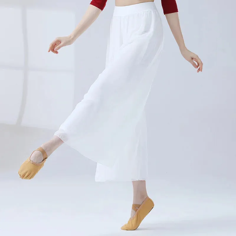Classical Dance Chiffon Culottes Wide-Leg Pants Flowing Modern Practice Chinese Folk Dance Costume