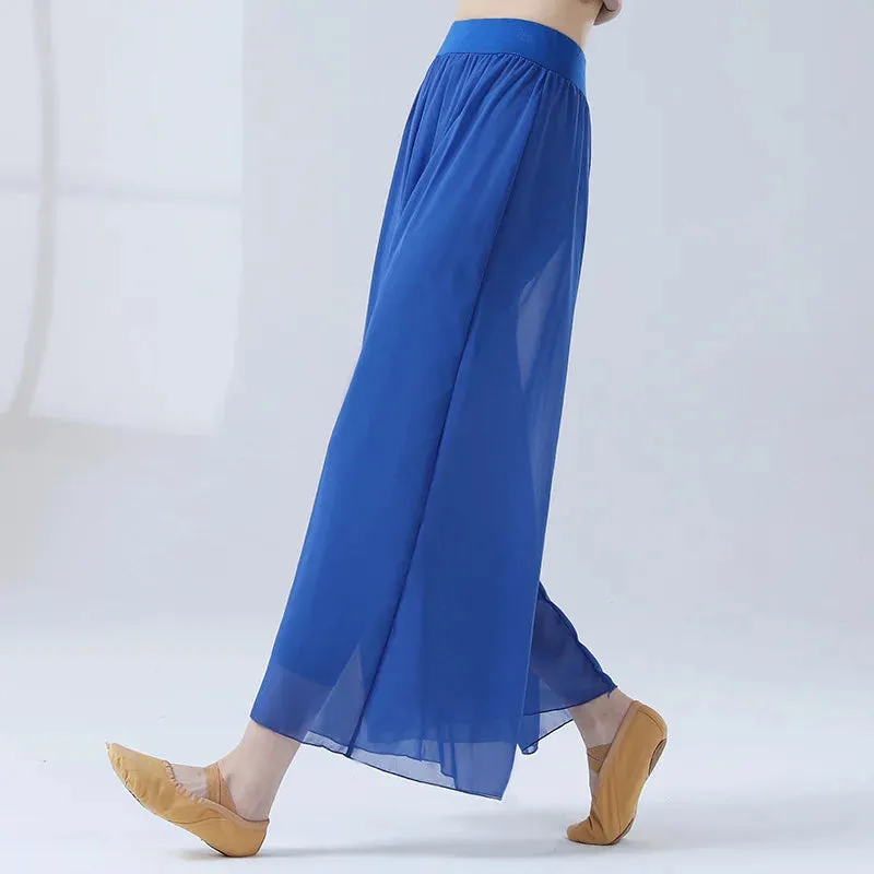 Classical Dance Chiffon Culottes Wide-Leg Pants Flowing Modern Practice Chinese Folk Dance Costume