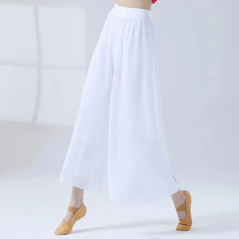 Classical Dance Chiffon Culottes Wide-Leg Pants Flowing Modern Practice Chinese Folk Dance Costume