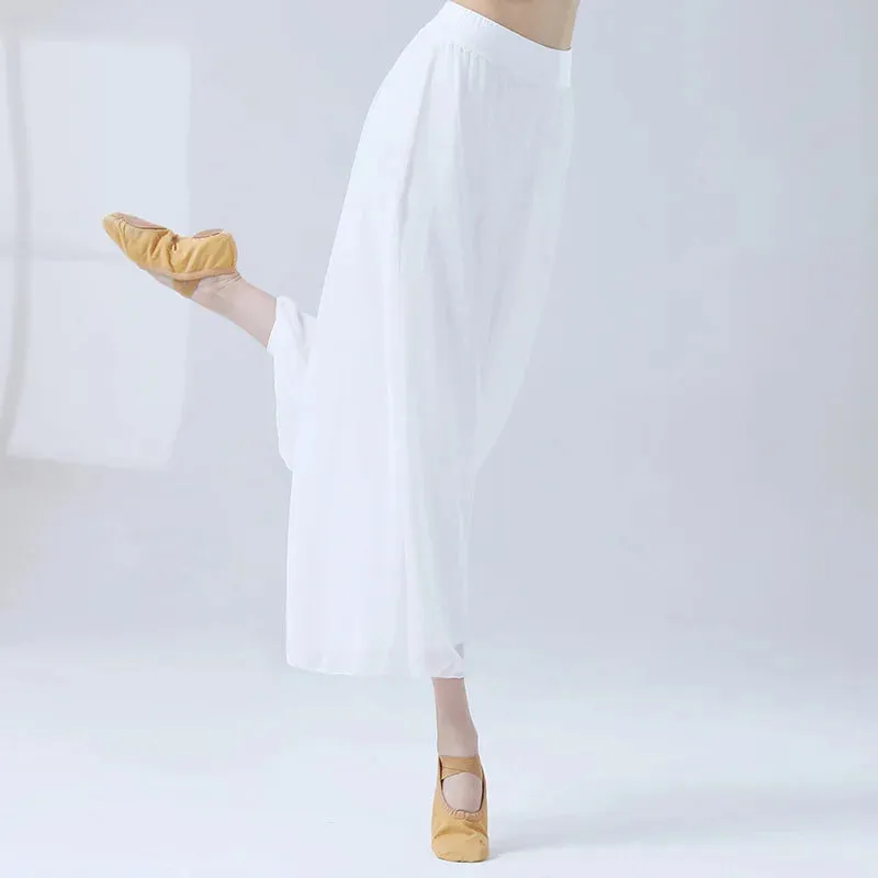 Classical Dance Chiffon Culottes Wide-Leg Pants Flowing Modern Practice Chinese Folk Dance Costume