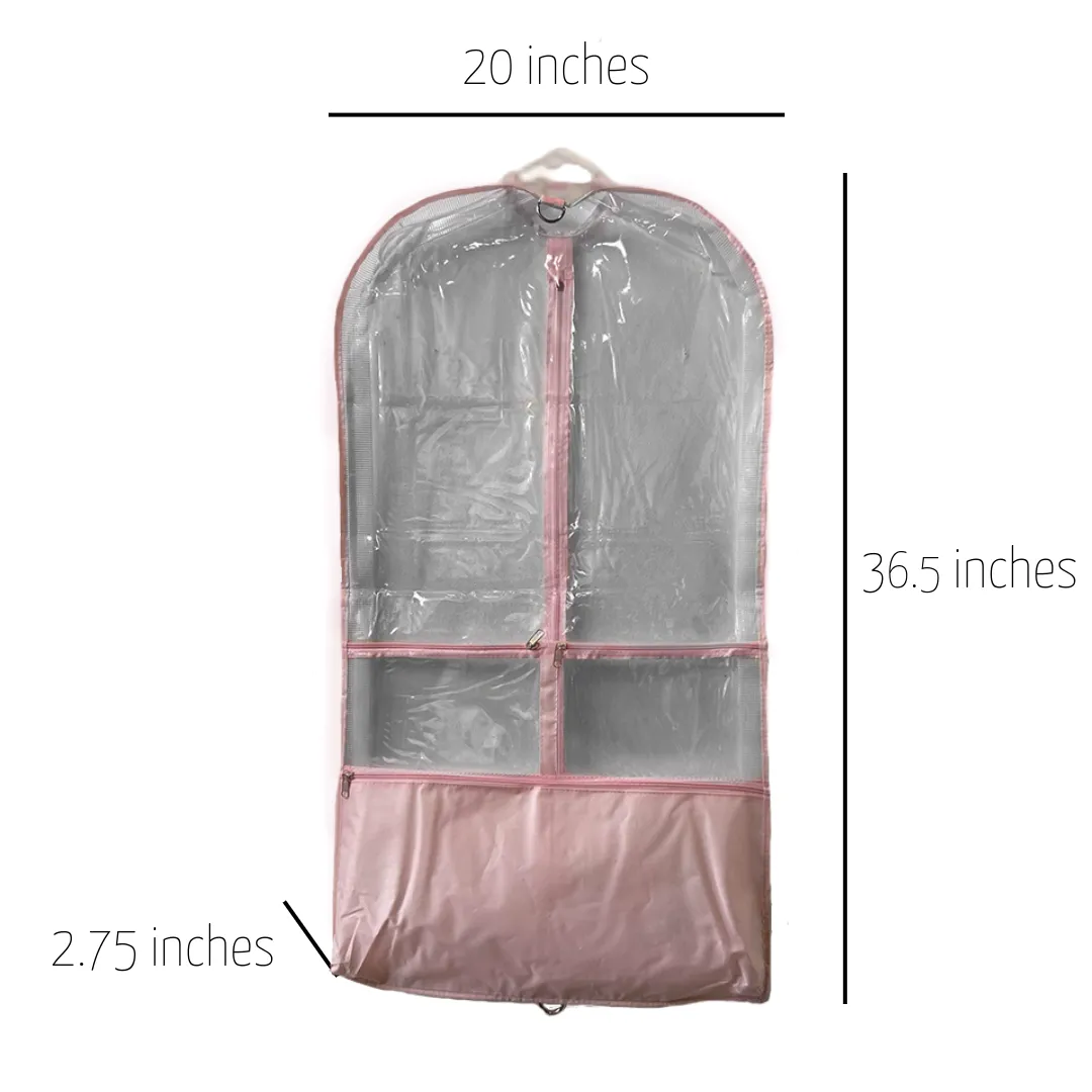 Clear Dance Costume Gusseted Zipper Garment Bag