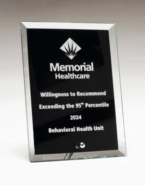 Clear Glass Award with Color Painted Background Silver Plated Post